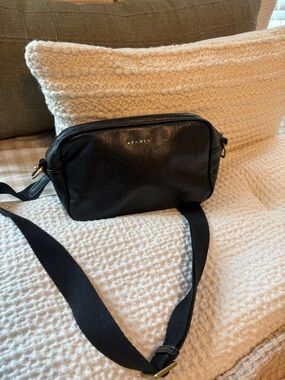 Azaria Black Leather Belt Bag with Adjustable Strap
